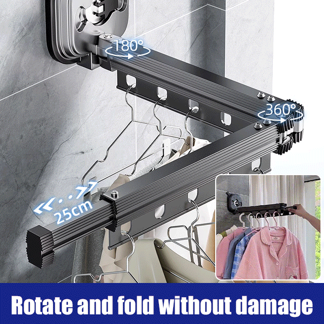  Suction Cup Wall Mount Folding Clothes Drying Rack