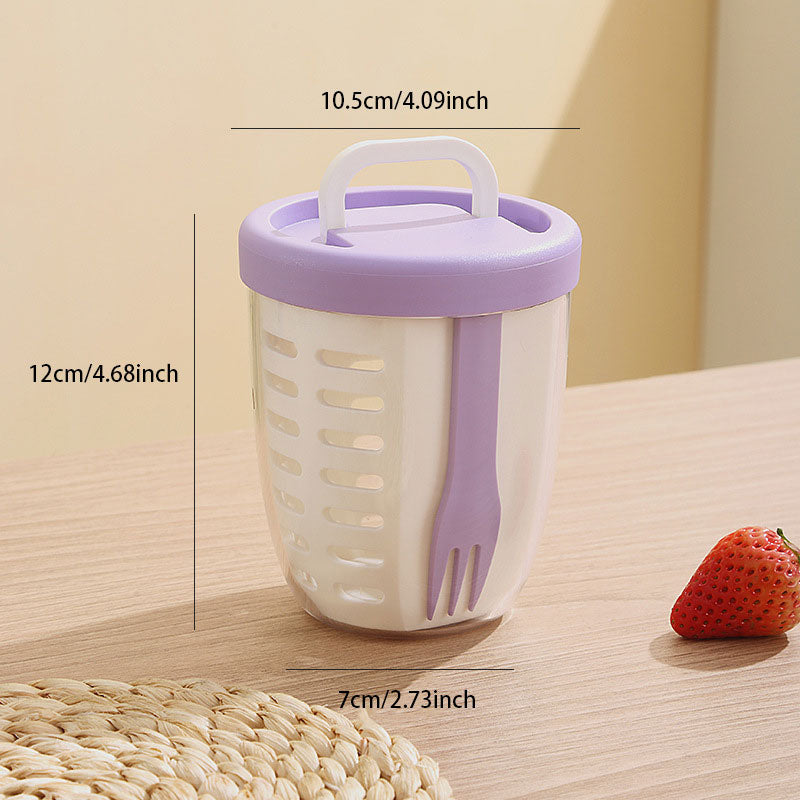 On-the-Go Fruit Cup with Strainer – Includes Fork