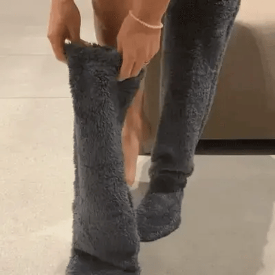 Velvety Fleece Knee Socks For Christmas