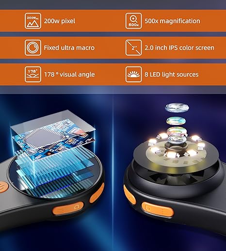 Handheld Digital Microscope PortablePocket Microscope 2-inch Screen