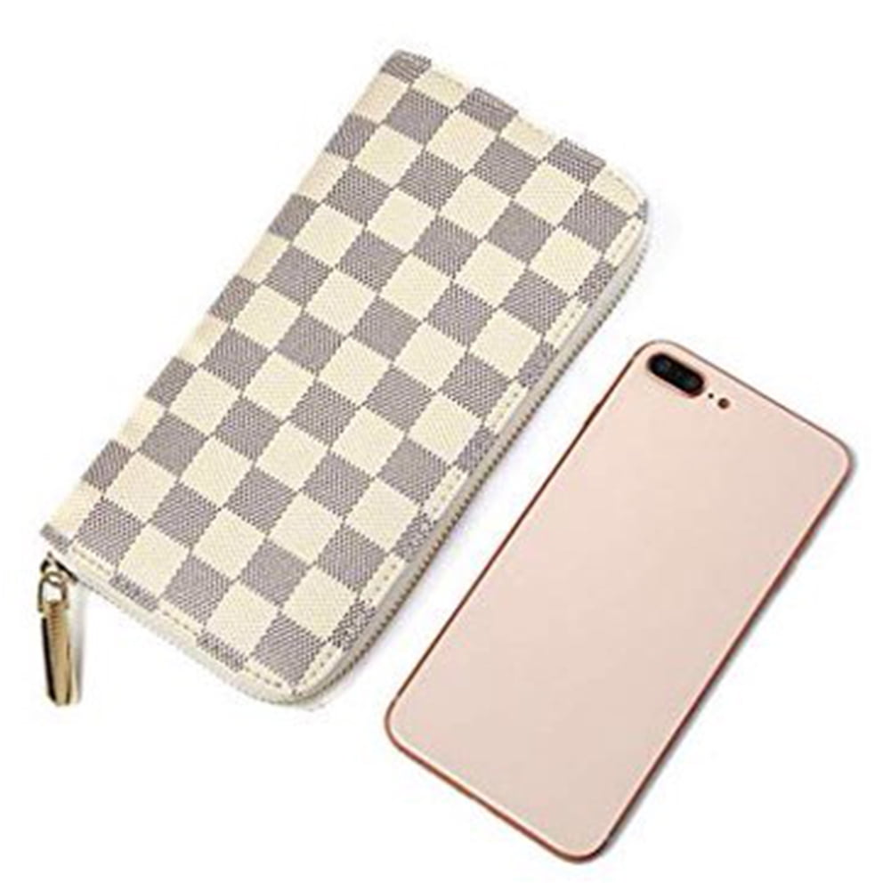 Checkered Zip Around Wallets for Women