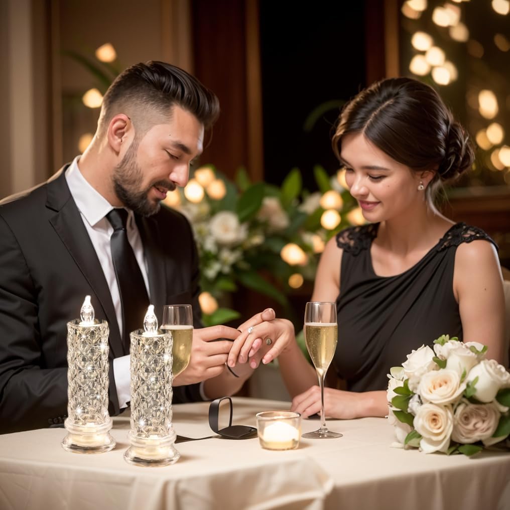 LED Crystal Candle Lights - Romantic Tabletop Night Lights