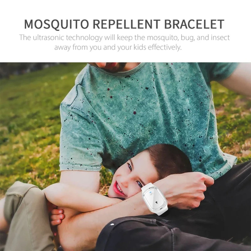 Ultrasonic Mosquito Repellent Bracelet with Adjustable Silicone Band and 130-Hour Battery