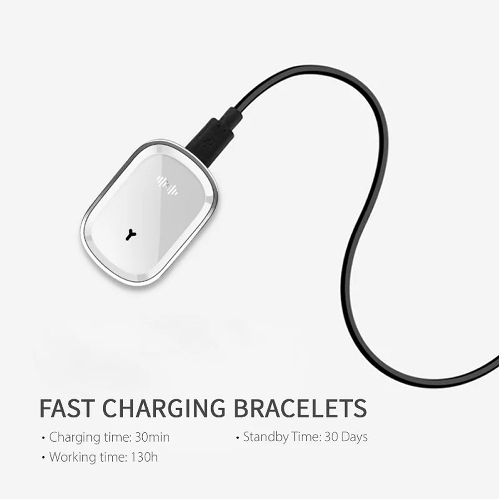 Ultrasonic Mosquito Repellent Bracelet with Adjustable Silicone Band and 130-Hour Battery