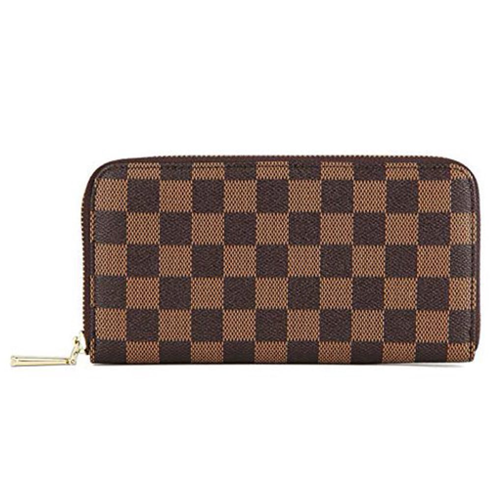 Checkered Zip Around Wallets for Women