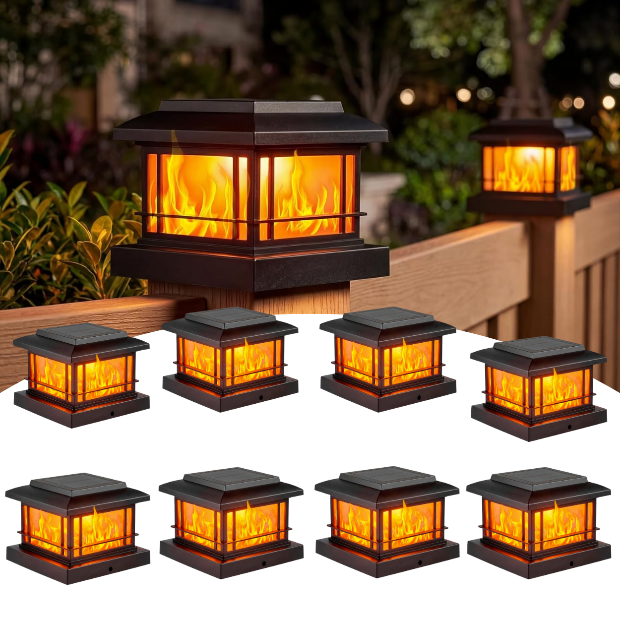 Solar Post Cap Lights Outdoor – Universal Fit for 4x4, 5x5, 6x6 Wood & Vinyl Posts – Waterproof LED Deck, Fence & Garden Lighting