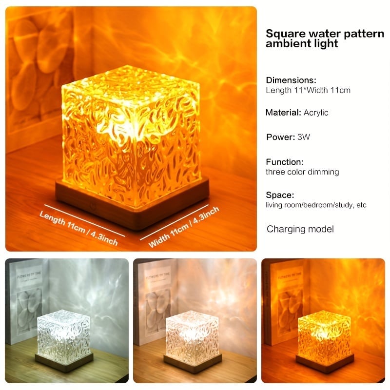 Dynamic Rotating Water Ripple Projector Night Light