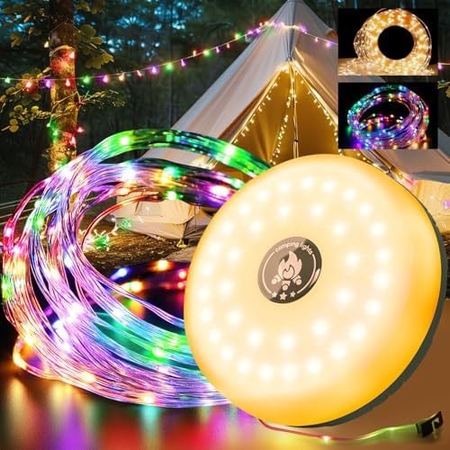 32.8FT Rechargeable Tent Lights String with 8 Lighting Modes