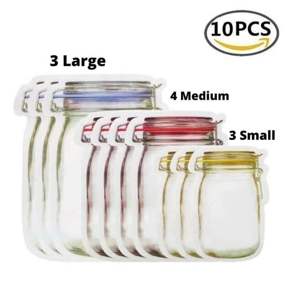 Reusable Mason Bottle Ziplock Bags (1 Set of 10PCS)