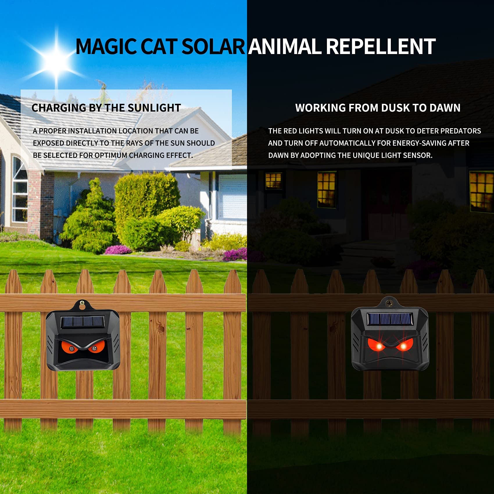 Solar Nocturnal Red LED Lights Animal Repeller