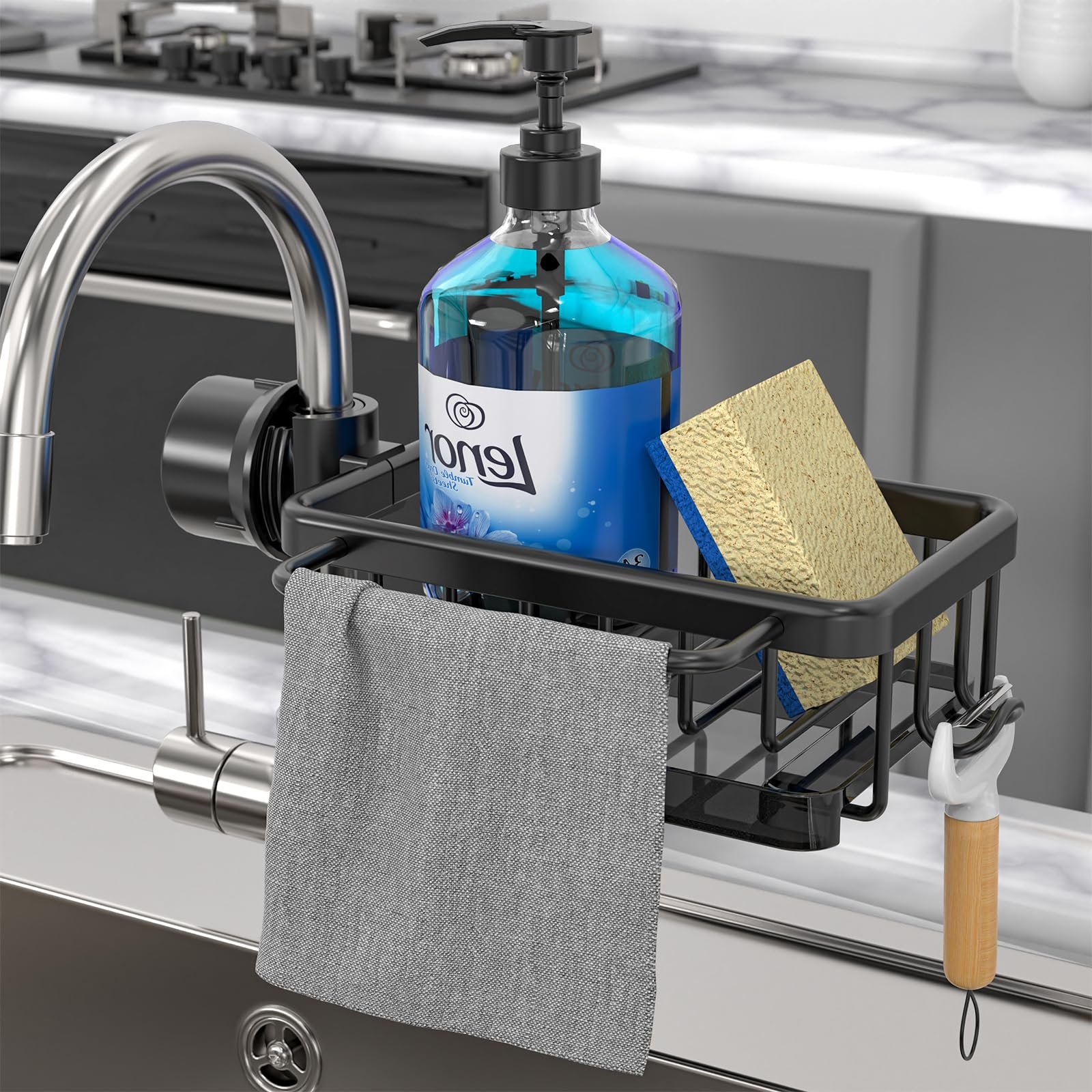 Dish Sponge Holder Over Faucet Kitchen Sink Organizer