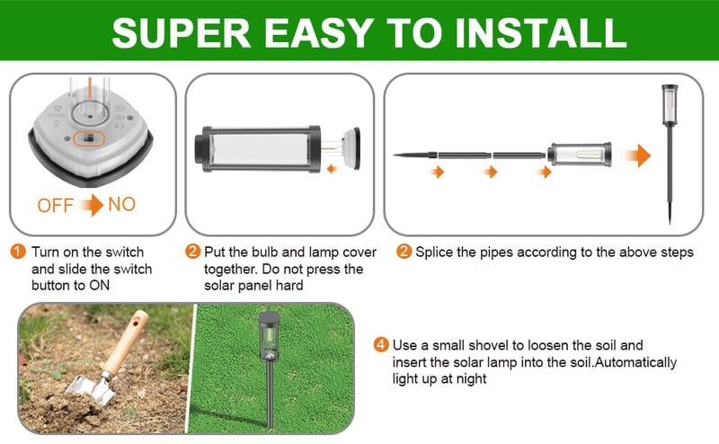 Product Introduction of Solar Pathway Lights Outdoor, Bright Solar Path Lights Outside Garden Lights IP65 Waterproof, Solar Walkway Lights Solar Powered Landscape Lights for Driveway Lawn Patio Sidewalk Yard 4