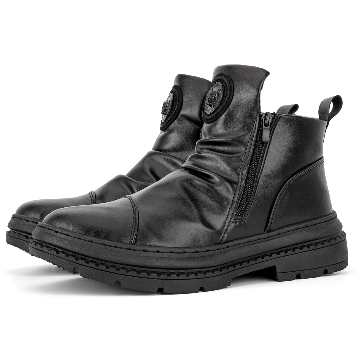 Men's Comfortable Leather Motorcycle Boots Work Boots Waterproof Anti-Slip Anti-Sprain