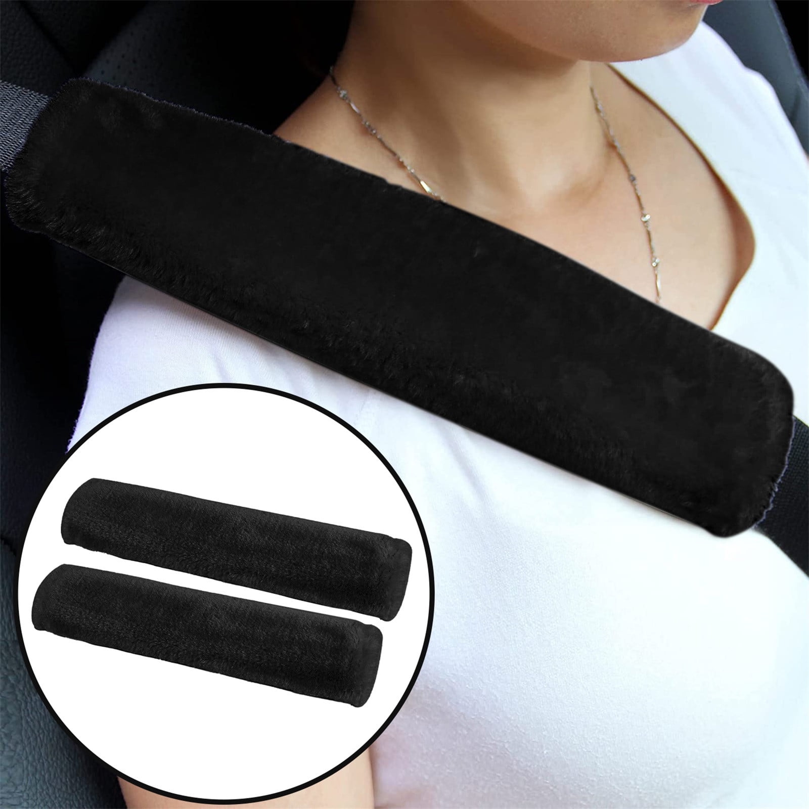 2pcs Soft Faux Sheepskin Cover Seat Belt Shoulder Strap Covers Shoulder Pad for Car & Bag