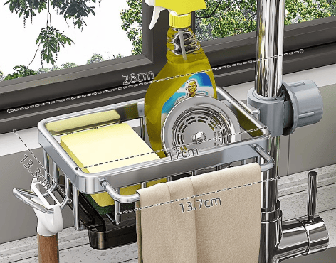 Dish Sponge Holder Over Faucet Kitchen Sink Organizer