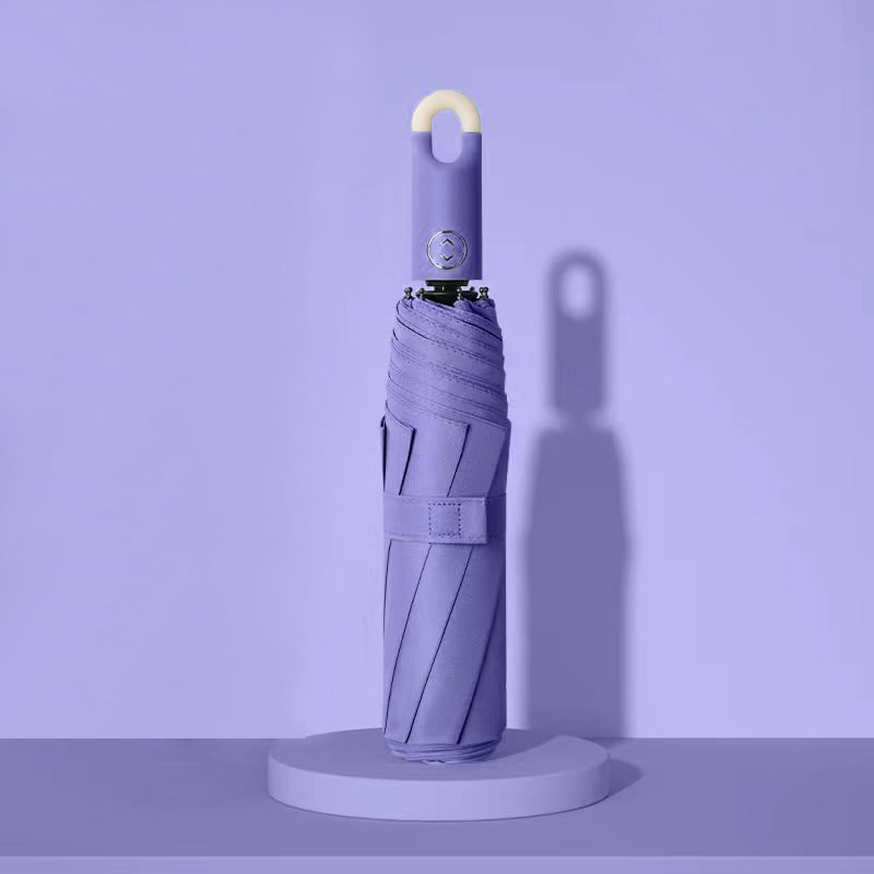 Three-Fold Self Opening And Retracting Umbrella With Buckle