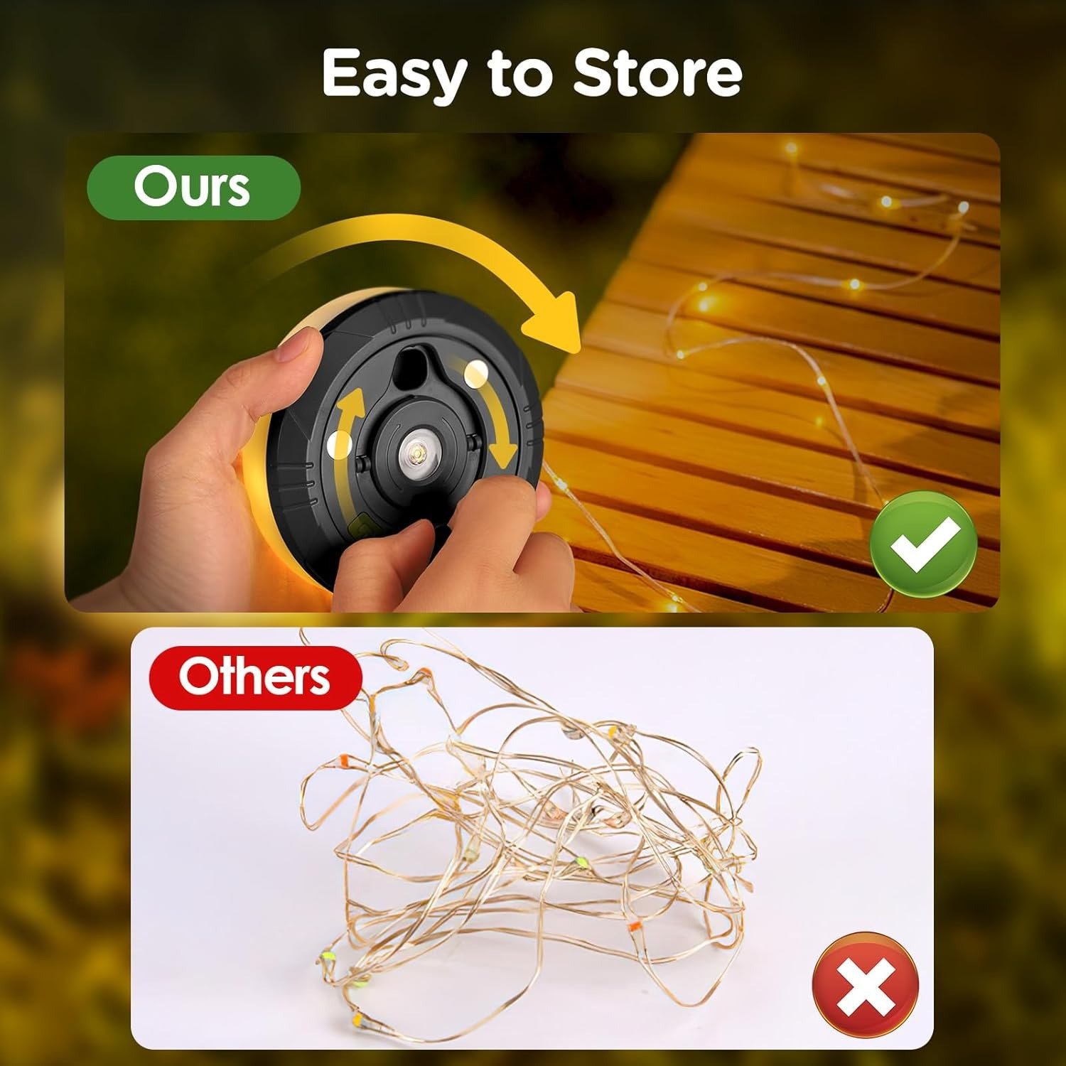 32.8FT Rechargeable Tent Lights String with 8 Lighting Modes