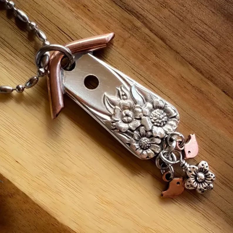 Silverware Birdhouse Necklace 