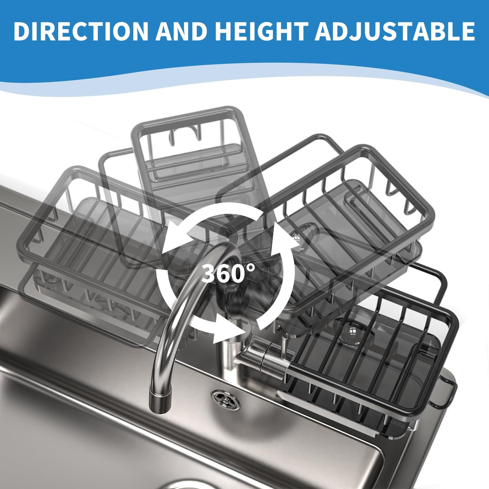 Dish Sponge Holder Over Faucet Kitchen Sink Organizer