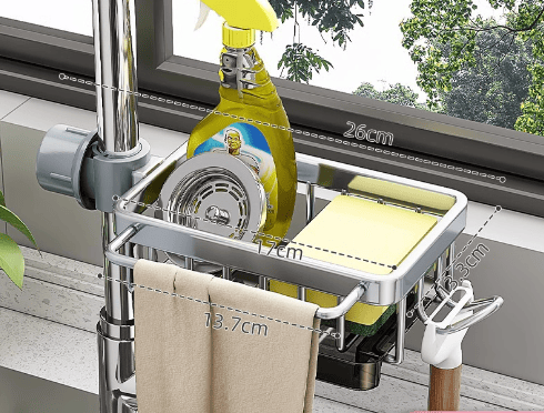 Dish Sponge Holder Over Faucet Kitchen Sink Organizer