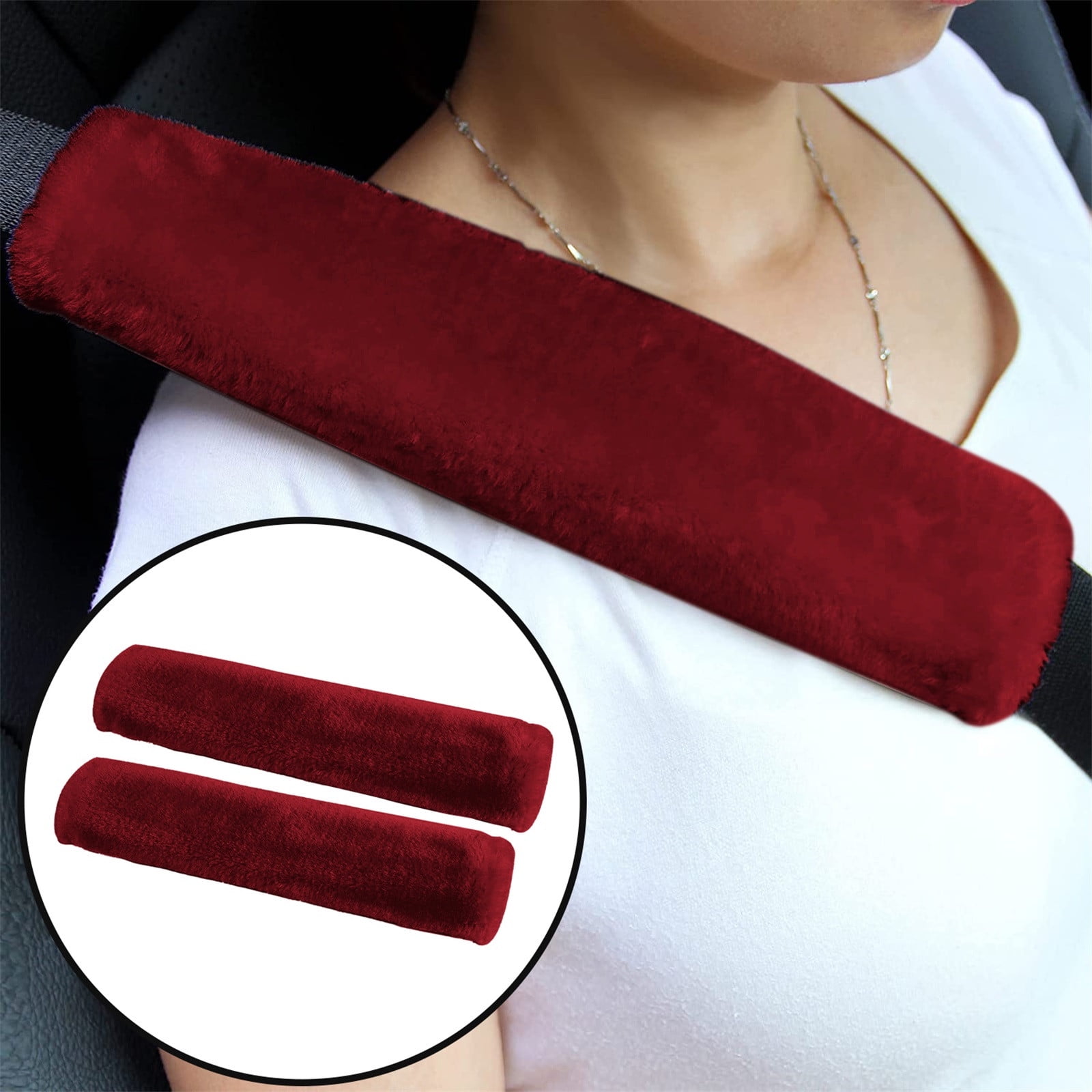 2pcs Soft Faux Sheepskin Cover Seat Belt Shoulder Strap Covers Shoulder Pad for Car & Bag