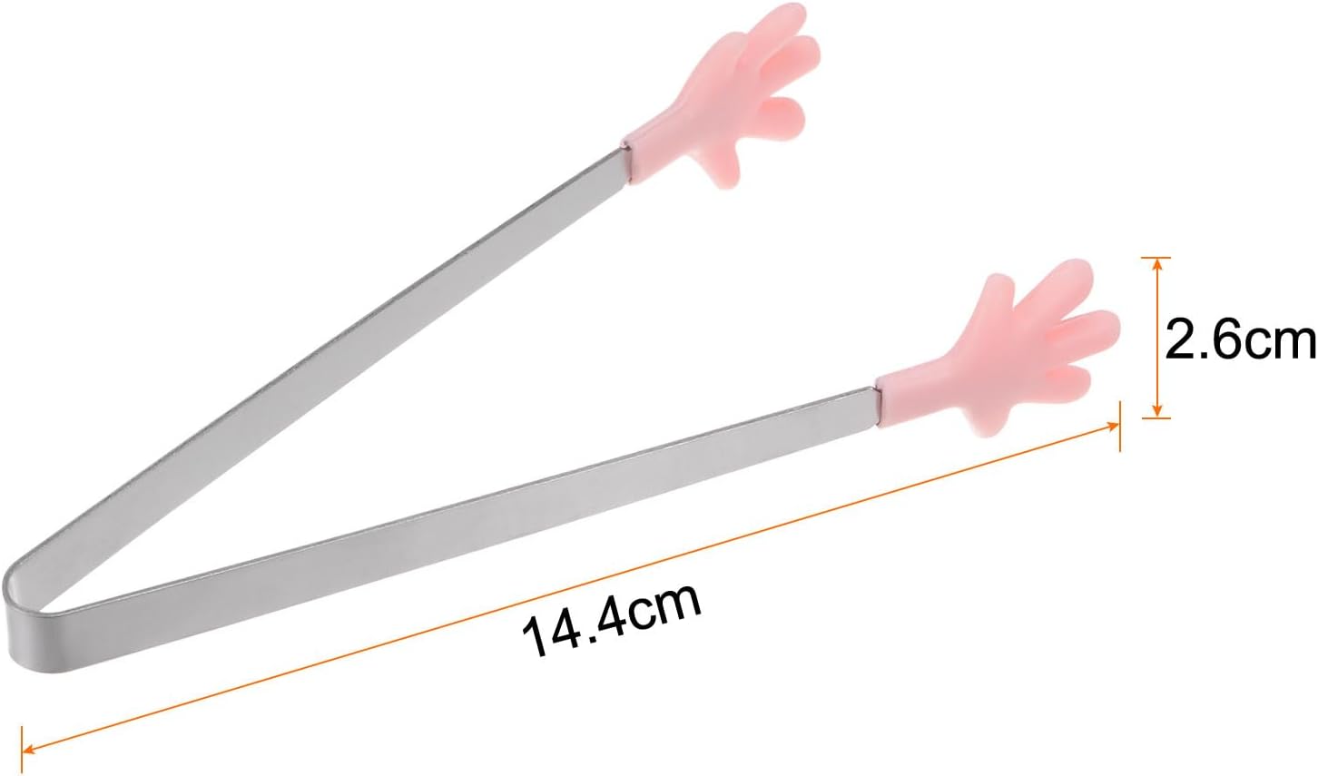 Mini Stainless Steel Food Tongs, 5.67-Inch Kitchen Tongs with Silicone Tips