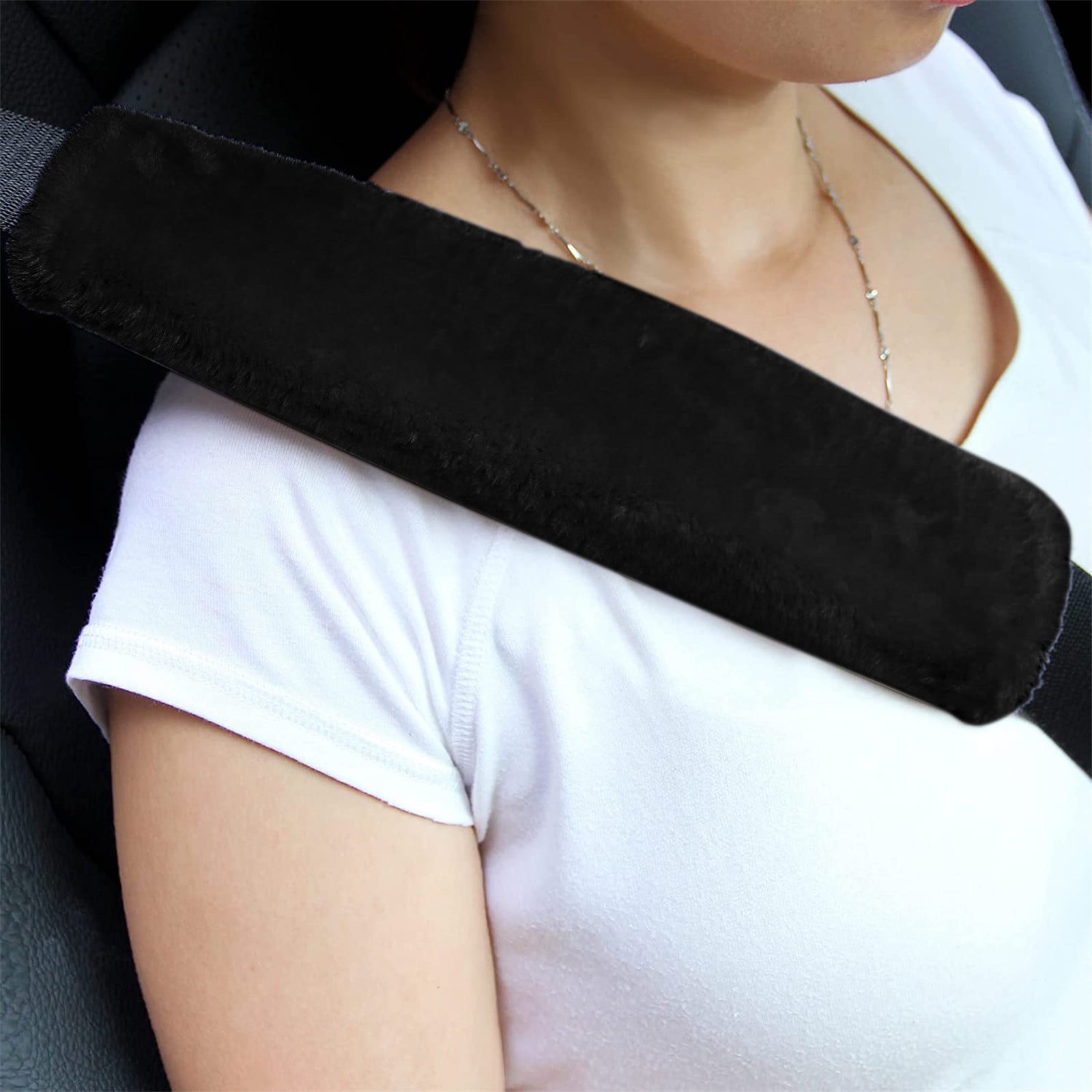 2pcs Soft Faux Sheepskin Cover Seat Belt Shoulder Strap Covers Shoulder Pad for Car & Bag