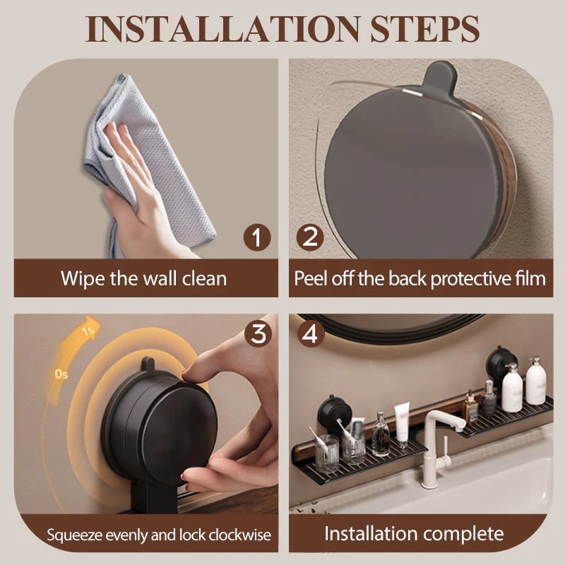 The Furniture Hits of 2025 Walnut Suction Cup Bathroom Shelf