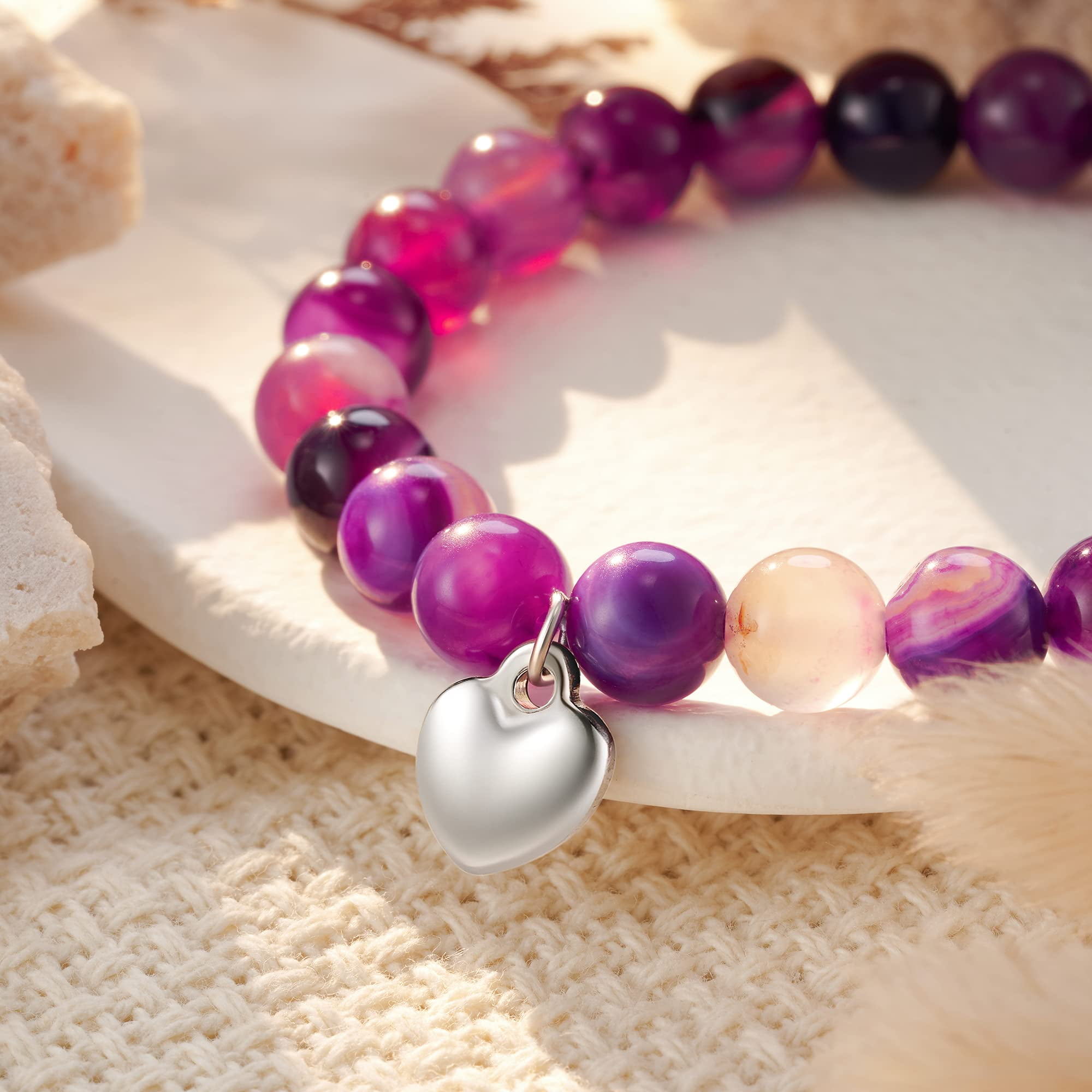 Healing Bracelet For Women Anxiety Bracelet Chakra Beaded Bracelets And Healing Stones Bracelet Calming Stretch Bracelet Stress Relief Gifts For Women,Purple.