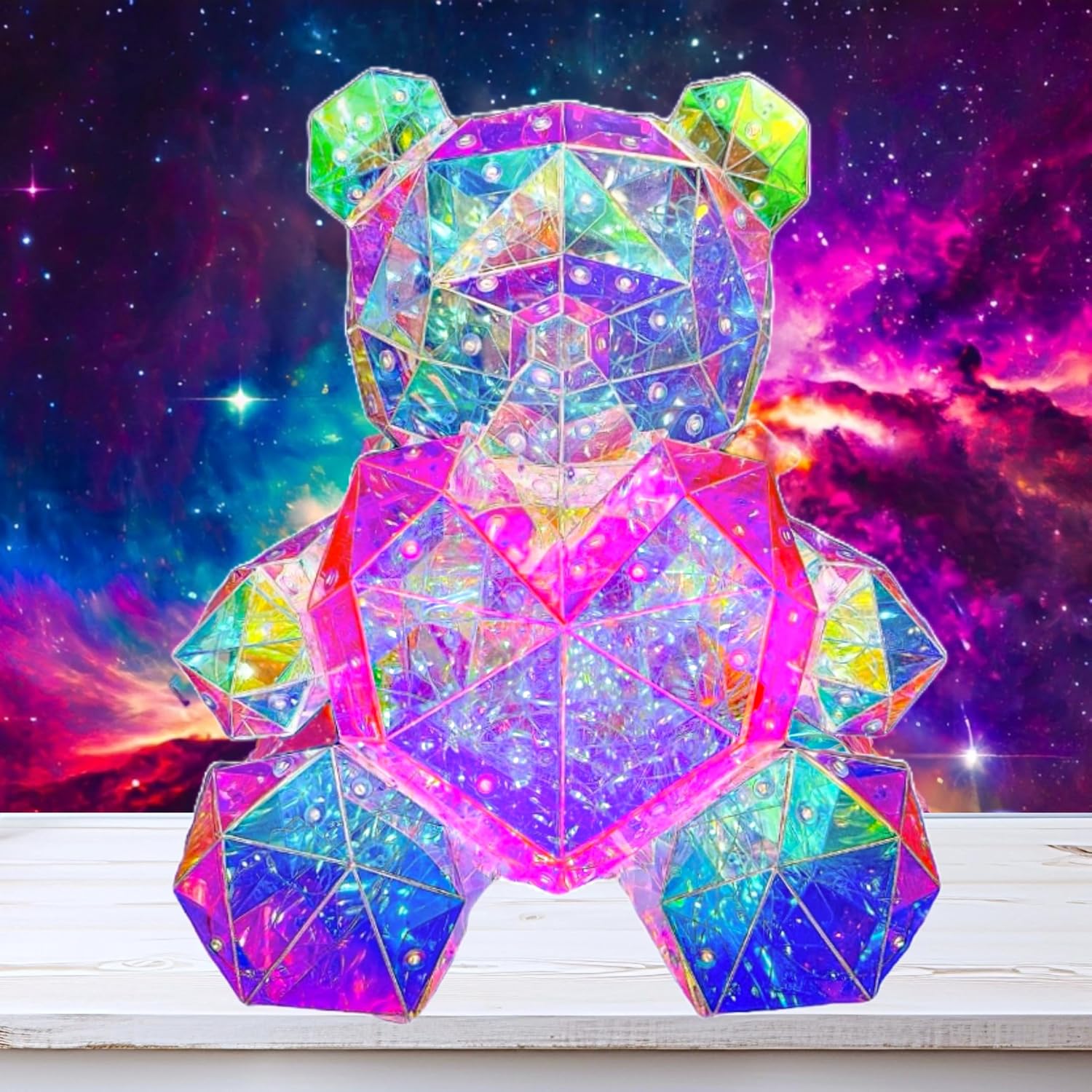 ✨Premium LED Teddy Bear Night Light – Colorful Crystal-Style Bear with Heart