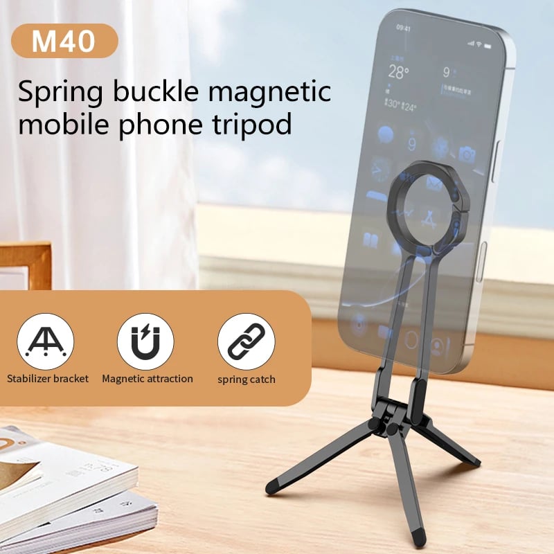  For Magsafe Phone Tripod Dual-sided Magnetic Phone Holder 360° Rotating Portable Cell Phone Holder