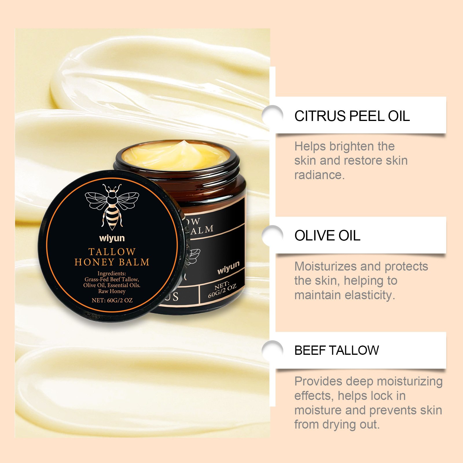 Organic Grass Fed Beef Tallow Balm