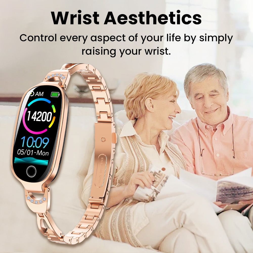 F81 Woman Blood Sugar Blood Pressure monitoring Luxury Diamond Design Fashion Smartwatch