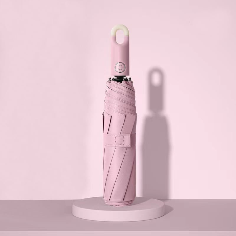 Three-Fold Self Opening And Retracting Umbrella With Buckle