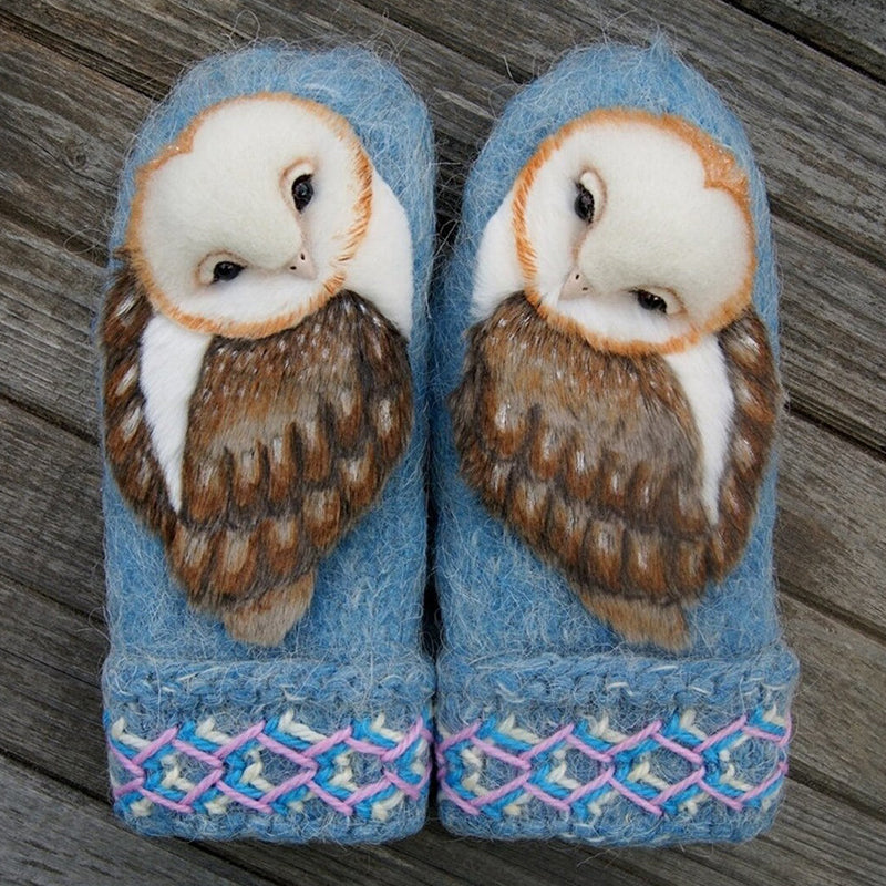 [High Quality Version]Hand Knitted Wool Nordic Mittens with Owls