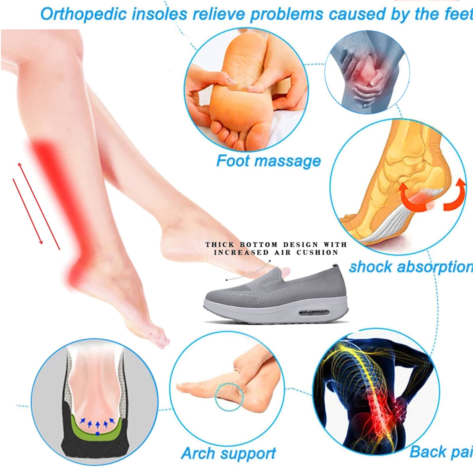 Slip-on light air cushion orthopedic Sneakers