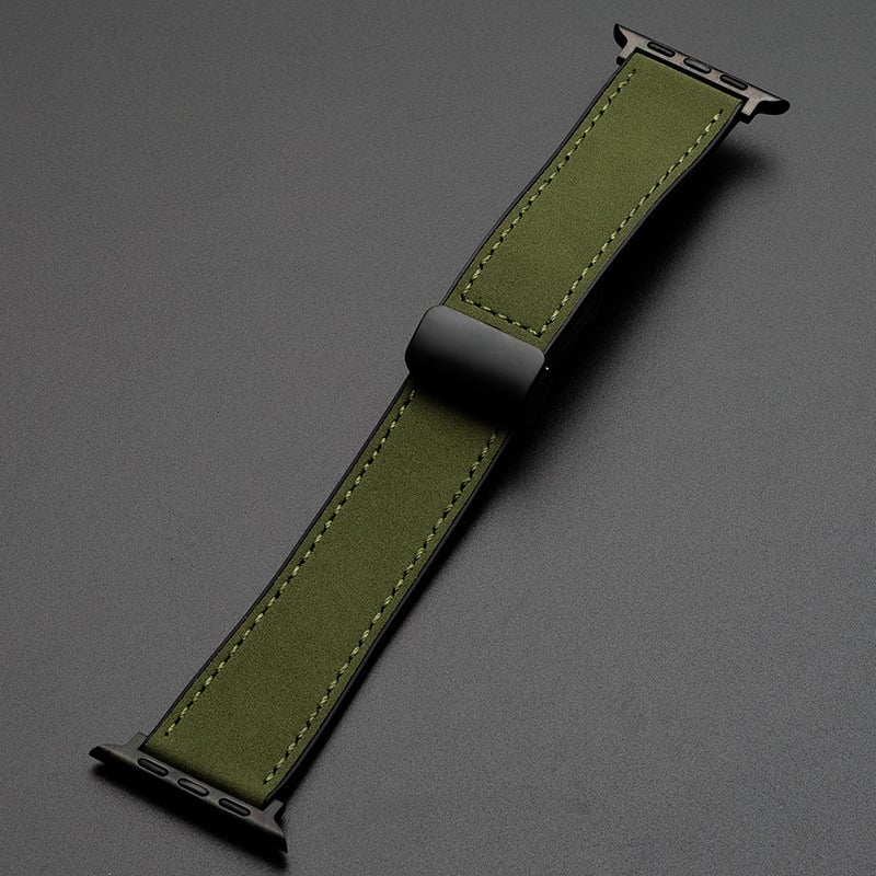 Crazy Horse Leather Silicone Watch Strap For Apple watch