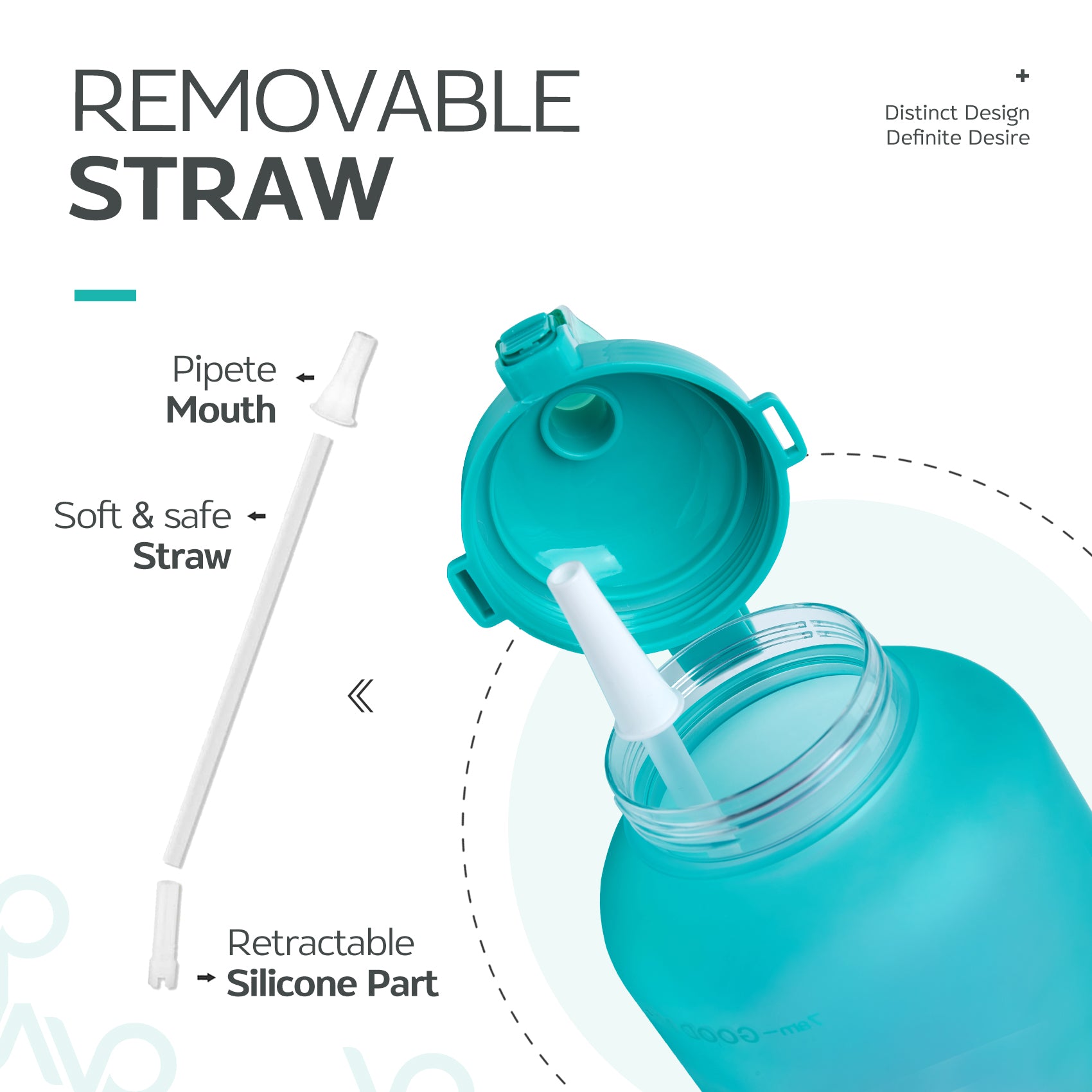 64oz Leak-Proof Water Bottle with Detachable Straw for Fitness