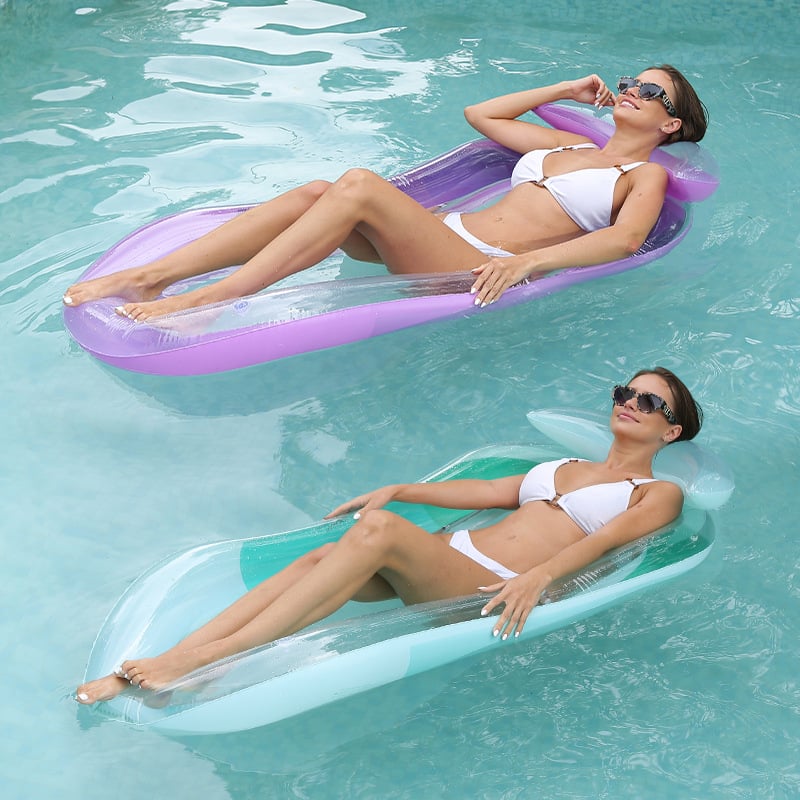 Inflatable Water Lounger with Armrests and Mesh