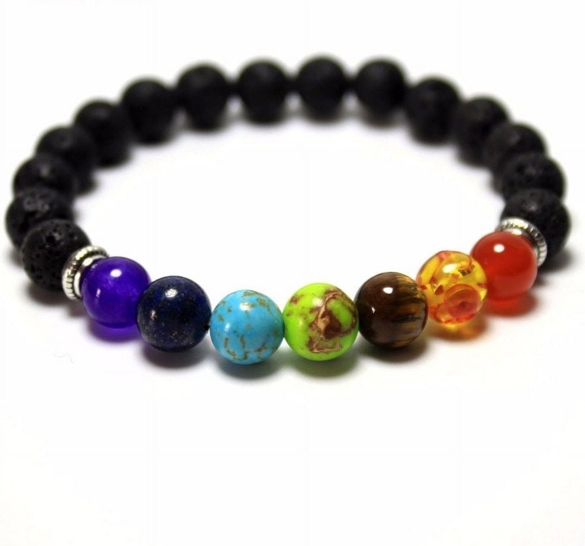 7 Genuine Chakra Healing Natural Stone Adjustable and Hematite Bead Bracelet