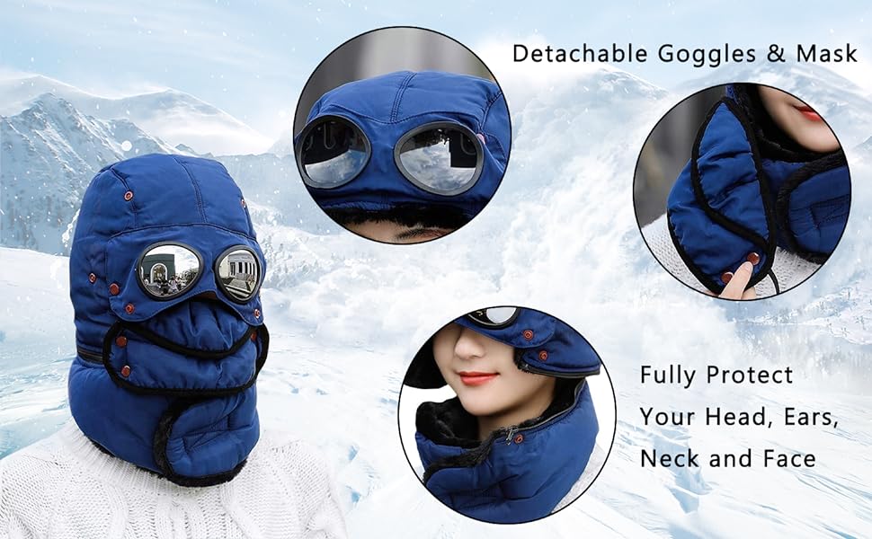 Trapper Hat Trooper Hunting Ski Hat Ear Flap Windproof Mask