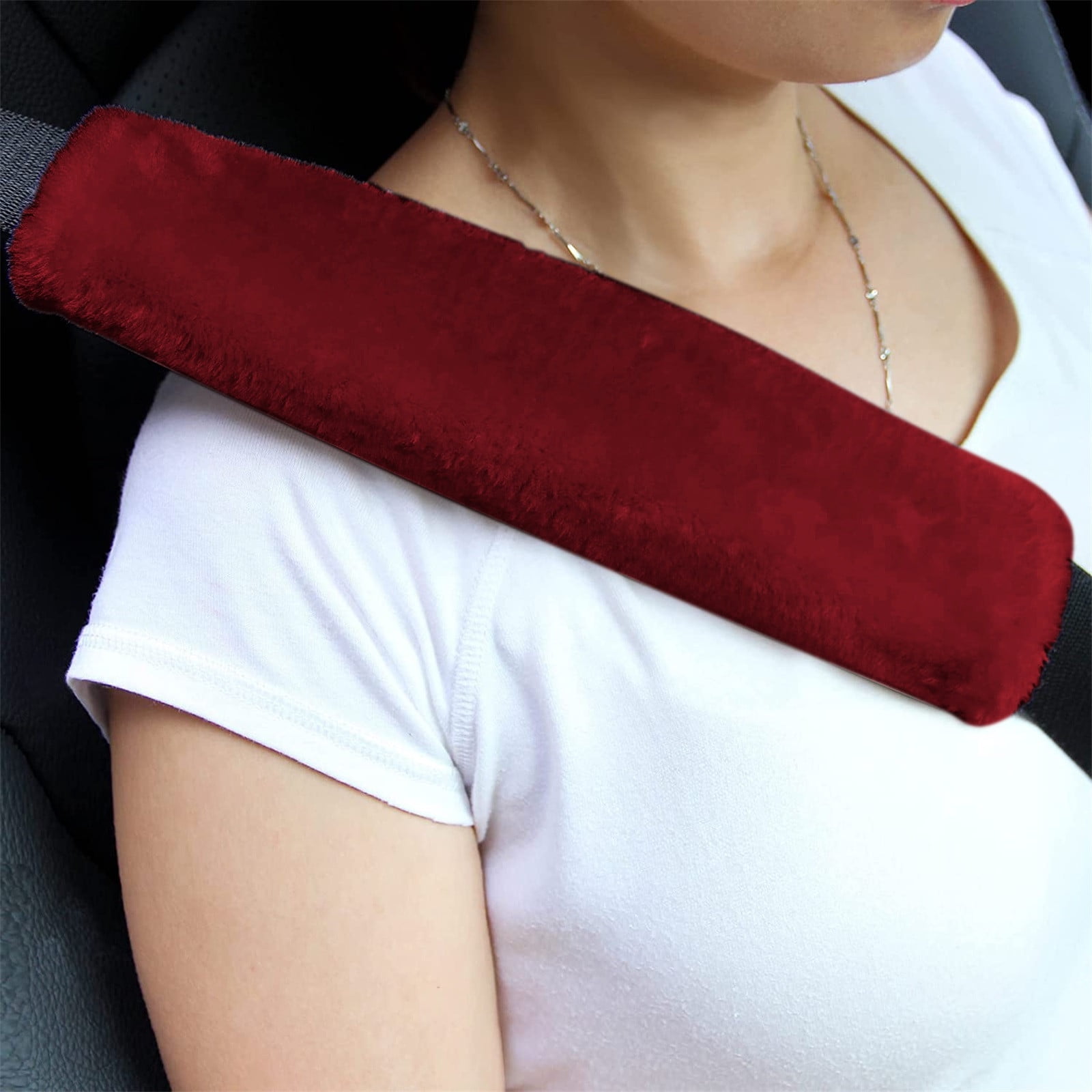 2pcs Soft Faux Sheepskin Cover Seat Belt Shoulder Strap Covers Shoulder Pad for Car & Bag