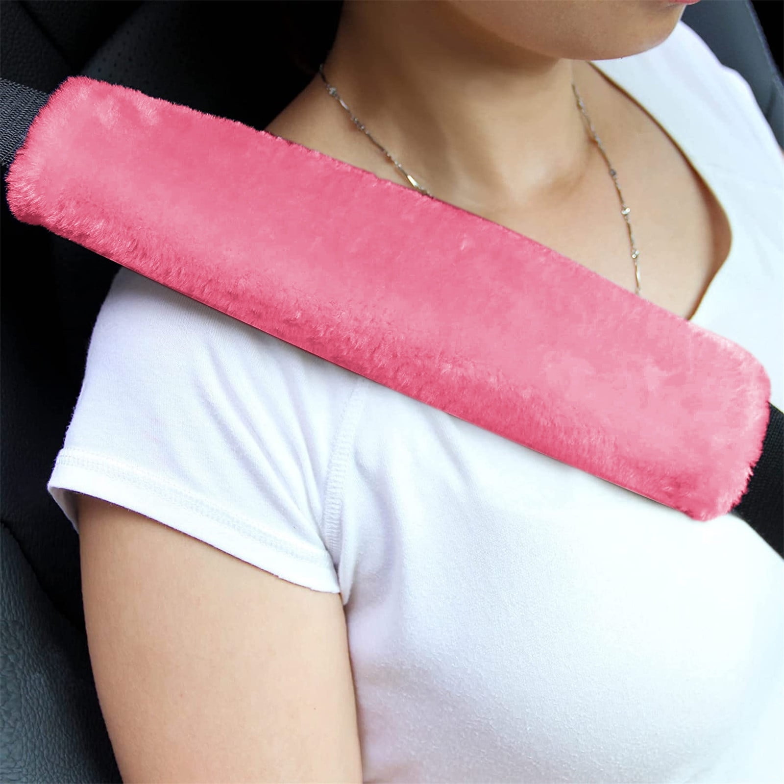 2pcs Soft Faux Sheepskin Cover Seat Belt Shoulder Strap Covers Shoulder Pad for Car & Bag