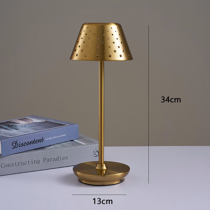 Retro Cordless Table Lamp With Perforated Lampshade