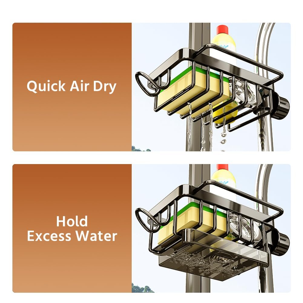 Dish Sponge Holder Over Faucet Kitchen Sink Organizer