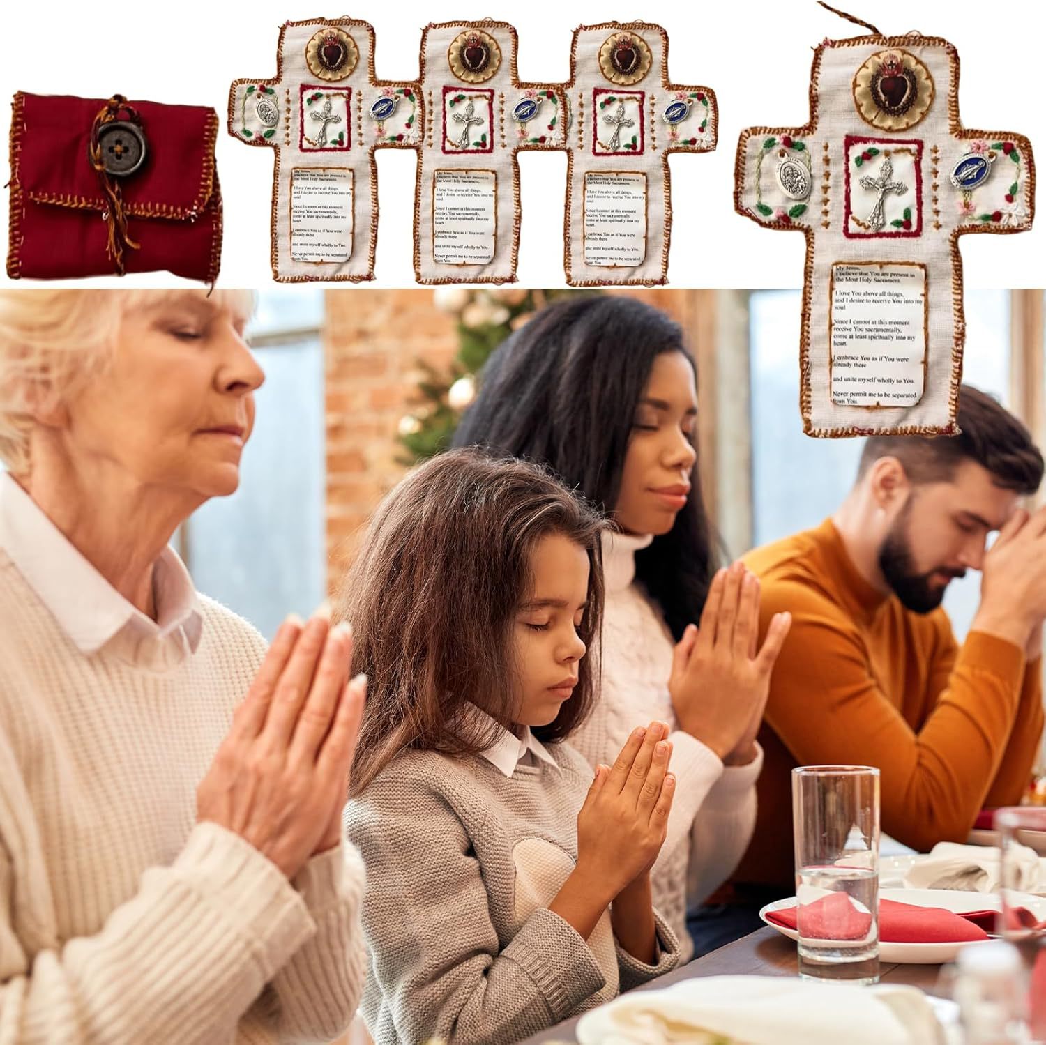 ✝️Handmade Stuitched Pocket Shrine With Silver Cross Included Inside