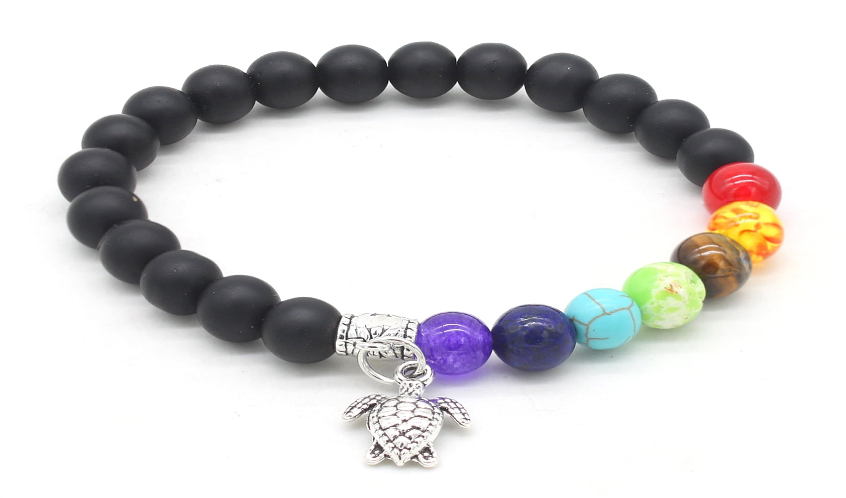 7 Genuine Chakra Healing Natural Stone Adjustable and Hematite Bead Bracelet