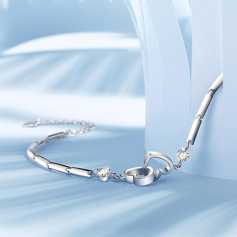 Sterling Silver Soul Sister Double-Heart Bracelet