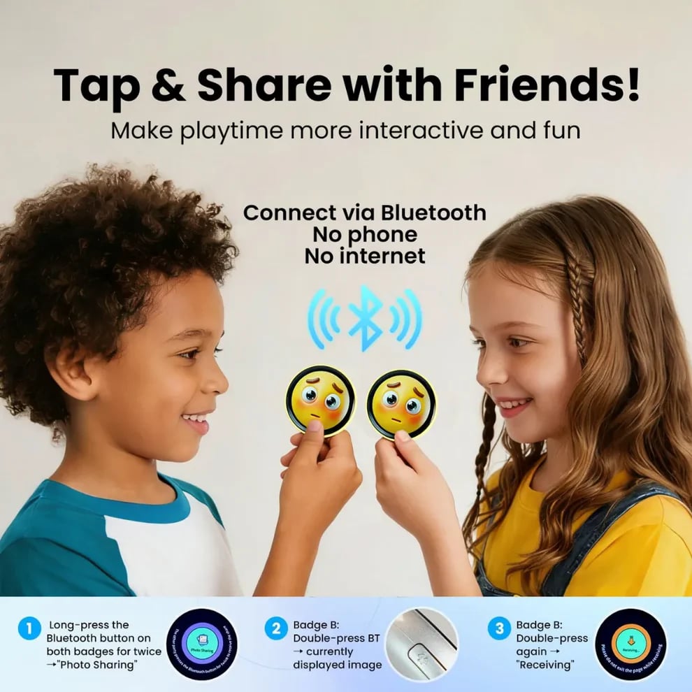 Digital Badge Photo Video GIF Display Screen Pins Pixel Touchscreen Lightweight 