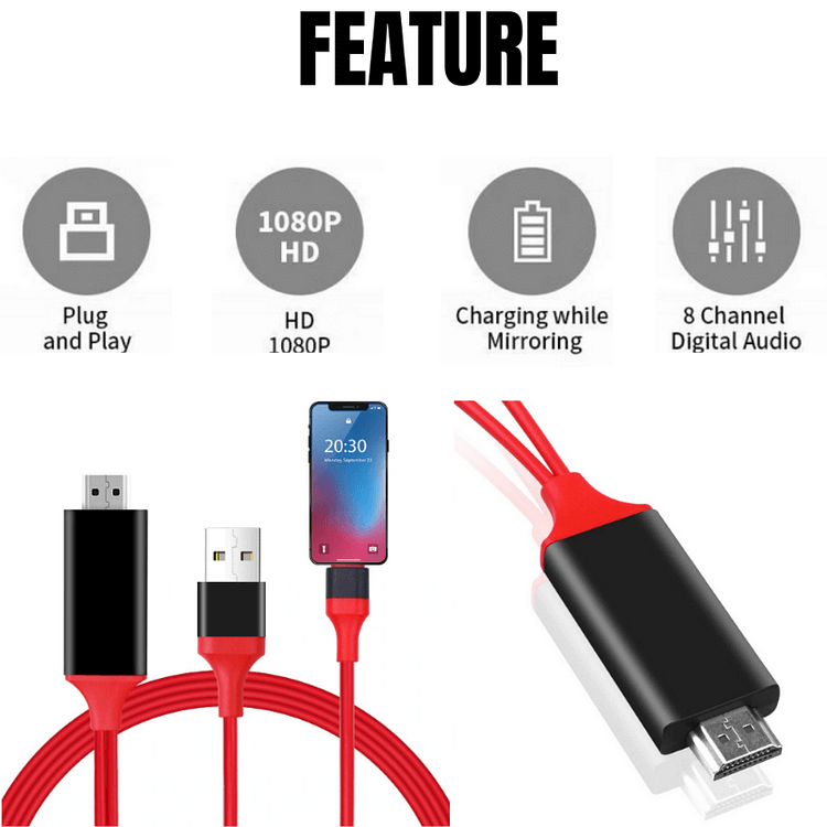 1080P No Lagging HDMI TV Cable No network required for screen casting